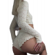 Комплект TWERK "Nude Lace" – Комплект з мережива Nude Lace — комплект для тверку з бежевого мережива (топ + шорти)