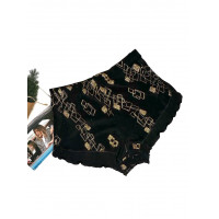 Twerk shorts "Black Gold", velour, black color, with print, ruffles