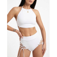 Twerk set “White Angel” knitwear, with ties (top + shorts)