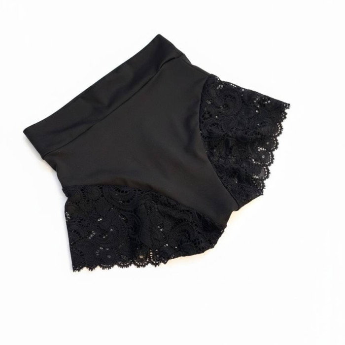 Комплект для тверку Таємниця Ночі чорний топ і шорти з мереживом