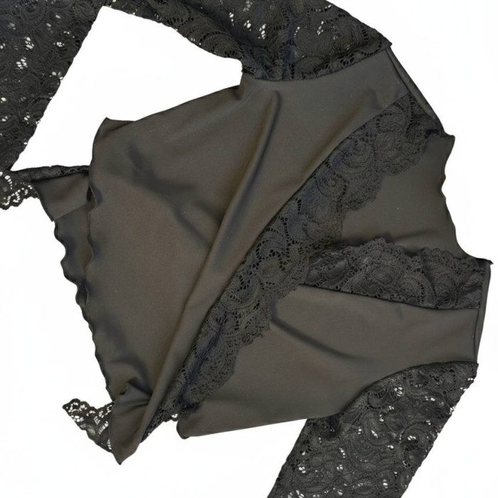 Комплект для тверку Таємниця Ночі чорний топ і шорти з мереживом