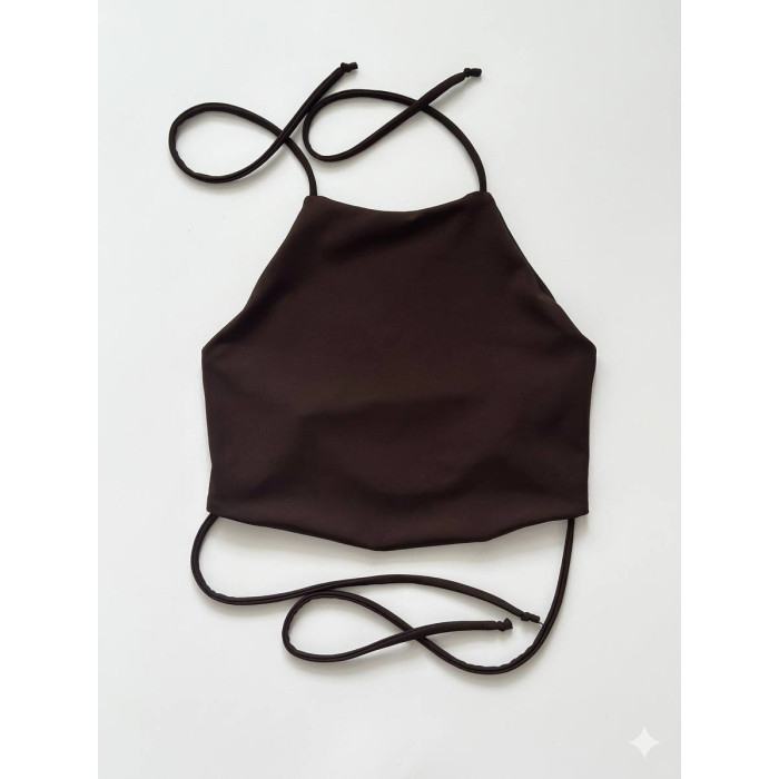 twerk outfit brown lace up push up set