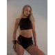 twerk outfit brown lace up push up set