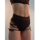 twerk outfit brown lace up push up set