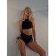 twerk outfit brown lace up push up set