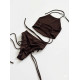 twerk outfit brown lace up push up set