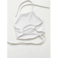 Twerk top “White Angel” white knitwear with ties and eyelets