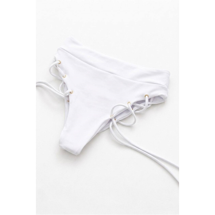 білий топ для тверку на зав’язках із золотистими люверсами