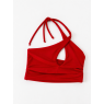 Twerk top “Strawberry” red knitwear with ties and eyelets