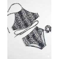 Комплект для тверку “Зміїний Ритм” сірий зі зміїною лускою (топ + шорти)