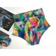 Shorts for Twerk "Crazy Tropics" high fit, wide belt, art. 1205 print