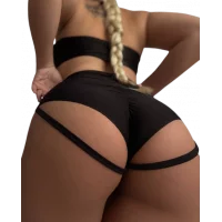 Push-Up Black: Black shorts with push-up effect and straps