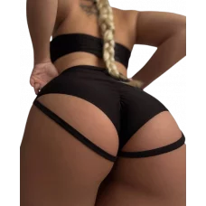 Push-Up Black: Black shorts with push-up effect and straps