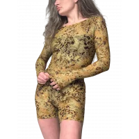 Twerk jumpsuit "Golden Leo", Leo print, mesh