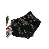 Twerk shorts "Black Gold", velour, black color, with print, ruffles
