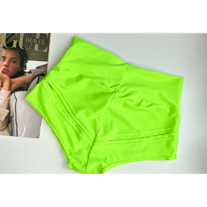 Shorts with holes for Twerk "Incendiary dances", light green, high rise, art 1254